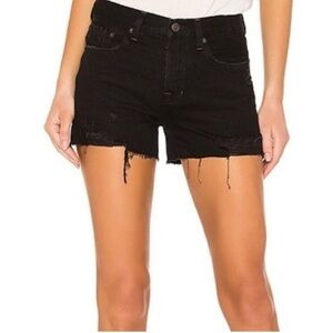 Free People Black Cut Off Distressed Jean Shorts